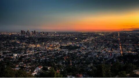 Скачать обои Лос-Анджелес на закате, США (1680x1050). Обои н