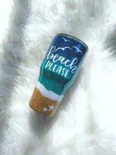 Glitter tumbler / beach please tumbler / glitter beach cup /