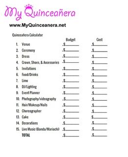 budget, quinceanera, quince, quinceañera, budget list Quince