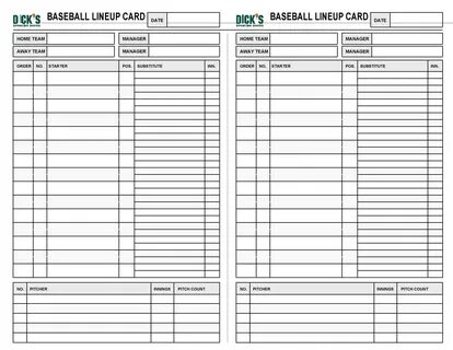 33 Printable Baseball Lineup Templates Free Download ᐅ Templ