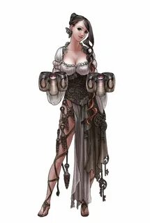 Female Human Barmaid - Pathfinder PFRPG DND D&D 3.5 5E 5th e