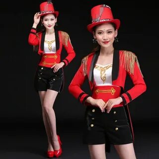 Red jazz dance costumes for women magician gogo dancers stag