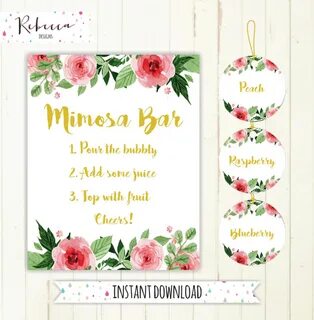 Mimosa bar sign juice labels mimosa bar printable sign flora