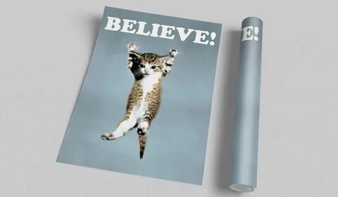 BELIEVE! - Cat Poster from Lego Movie - A3, A2 купить в Англ