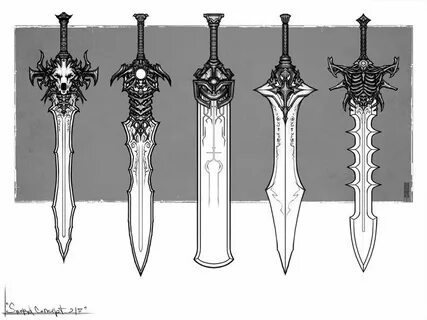 A. KILMETOV Weapon concept art, Sword drawing, Sword design