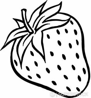 A black and white drawing of a plump strawberry Black and wh