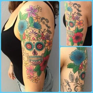 Beautiful Girly Sugar Skull Tattoo for Sleeves Sugar skull t