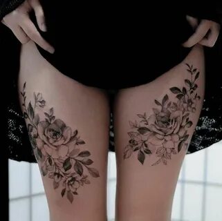 A set of peonies by Zihwa #tattoosforwomen Flower thigh tatt