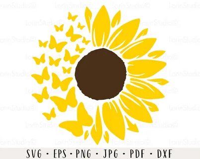 Sunflower butterfly svg Sunflower svg Butterfly svg Sunflowe