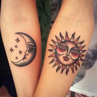 Small Sun And Moon Couple Tattoo