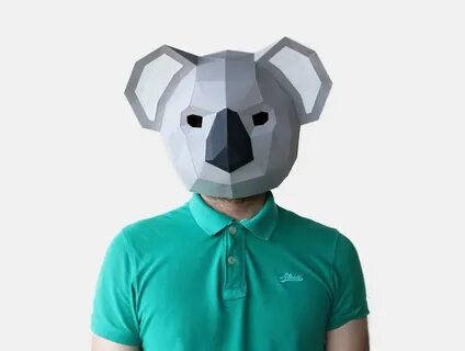 Koala Mask,DIY Head,Instant Pdf download,Polygon mask,Paper 