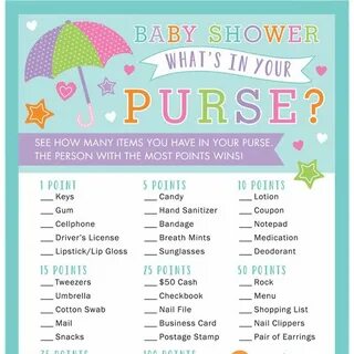 Baby Shower 'What's in Your Purse?' Game Party Delights