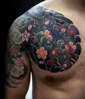 Фото тату сакура на груди 09.02.2020 № 002 -sakura tattoo- t