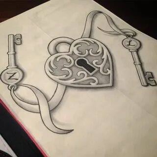 Heart lock tattoo design Key drawings, Heart lock tattoo, Lo