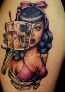 New pin up half girl half zombi tattoo - Tattoos Book - 65.0