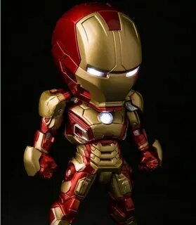 NEW Hot 15cm Q version Super hero avengers Iron man 3 light 