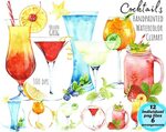 Watercolor cocktail clipart alcohol clipart handpainted Etsy