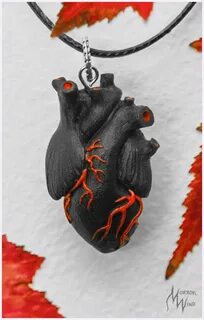 Anatomical Heart Necklace black Gift for Doctor Nurse Medica