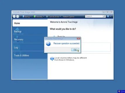 Acronis True Image: recovering Windows from a boot failure K