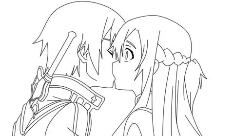 Asuna Kirito Kiss Lineart by codzocker00 on deviantART Sword
