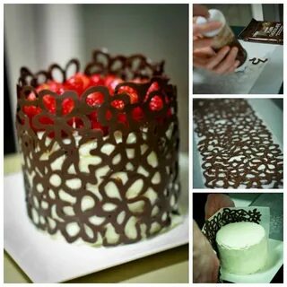 Creative Ideas - DIY Chocolate Lace Flower Cake Decoration i