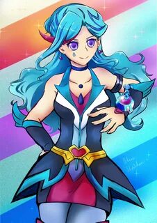 Safebooru - 1girl aqua (yuu-gi-ou vrains) bear37 blue eyes b