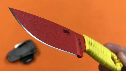 Esee Izula Red Knife Review! Yellow Paracord Wrap! - YouTube