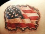 Realistic America Country Flag Tattoo Design Make On Side Ba