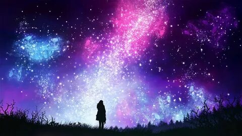 #Anime #Original Aurora Australis #Fantasy #Girl #Night #Sky