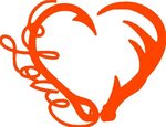 Love Fishing and Deer Hunting Heart Hook and Antler Heart Et