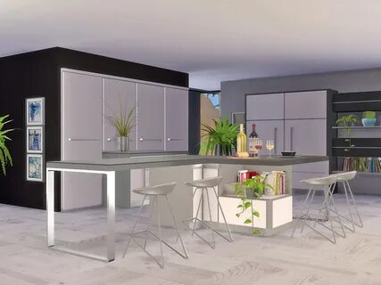 The Sims Resource - Black White Kitchen - Counter Island