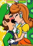 Luigi and Daisy - Almost kiss by https://www.deviantart.com/