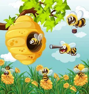 Many bees flying in garden 296057 Vector Art at Vecteezy