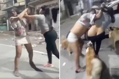 Hilarious moment stray dog pulls down woman’s trousers to re