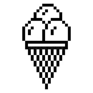 Black and White Ice Cream Pixel Art Stock Illustration - Ill