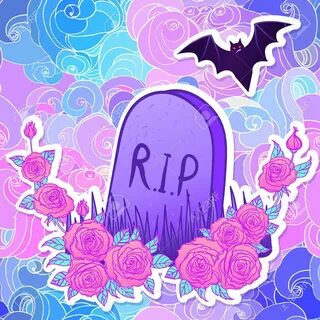 Tombstone, Bat, Roses. Glamour Halloween Background In Neon 