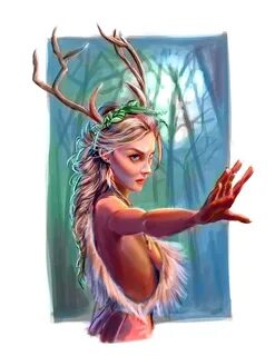 Female Elf Druid Protects Forest - Pathfinder PFRPG DND D&D 