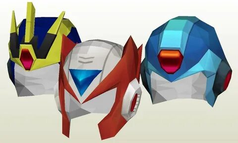 Megaman X Papercraft Patterns All X & Zero Helmets Cosplay E