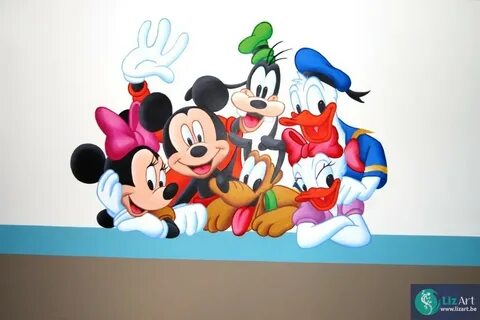 Muurschilderingen Mickey en Minnie, Donald en Daisy, Goofy e