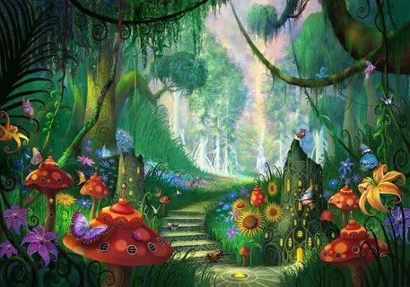 Hidden treasure Fairy background, Forest wallpaper, Painting