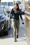 Eiza Gonzalez - Runnung errands in olive green tights while 