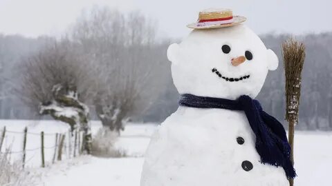Обои зима, шляпка, Снеговик, улыбка, 1920x1080, шарф, метла 