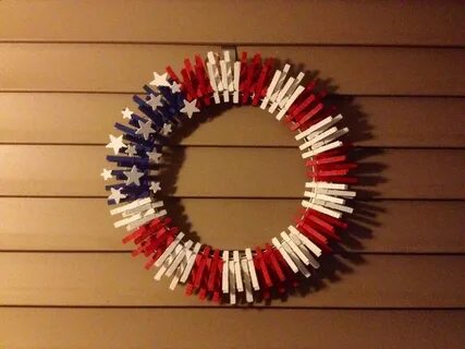 US Flag Clothespin Wreath Clothes pin wreath, Clothes pins, 