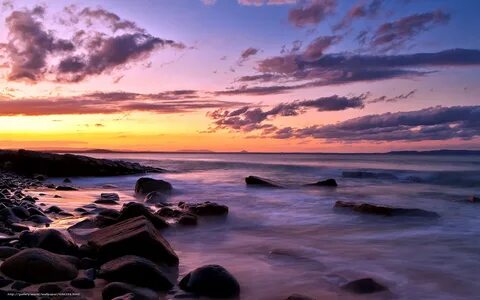 Download wallpaper sunset, sea, rocks, landscape free deskto