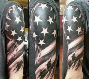 ripped skin american flag tattoo - Google Search Half sleeve