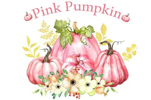 Pink Pumpkin Clipart. Watercolor Pumpkin Graphic by EvArtPri