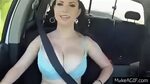 Sexy and Funny Sexy Girl With Huge Boobs Bouncing in the Car