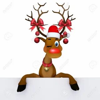 Фото со стока - A cartoon reindeer with a sign. 