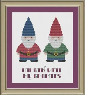 Hangin' with my gnomies: cute gnome cross-stitch pattern Ets