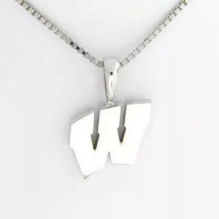 University of Wisconsin Motion "W" 14 Kt White Gold Pendant 